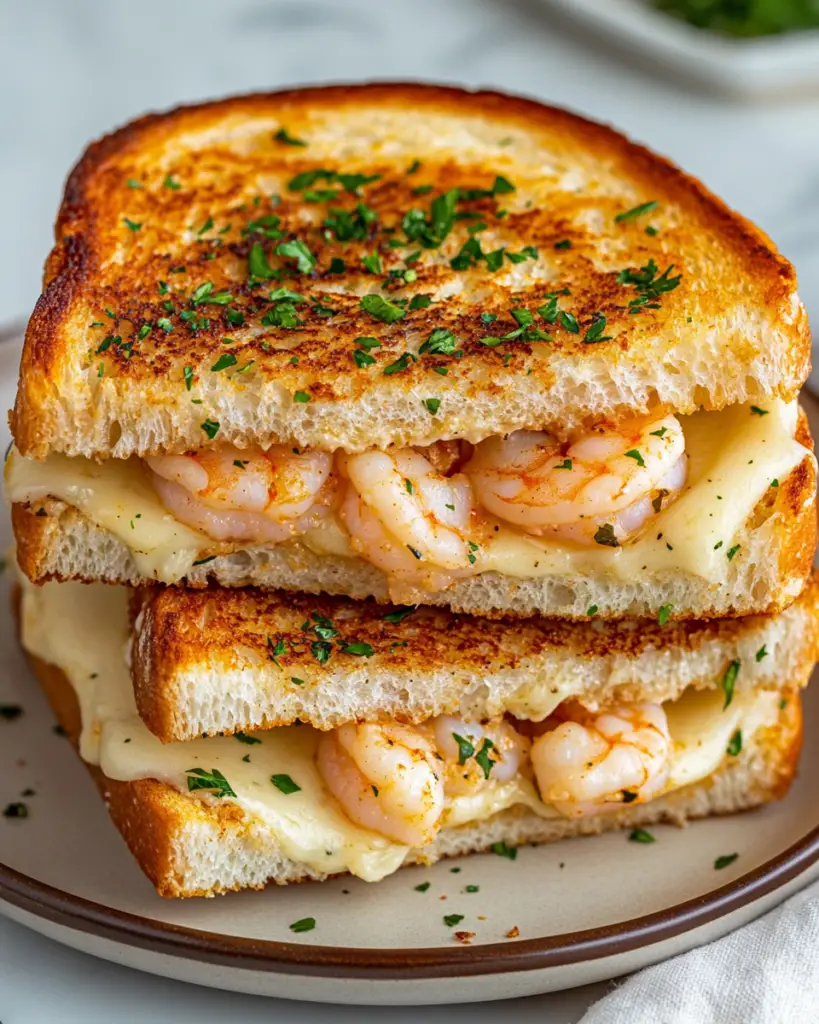 Cheesy Garlic Bread Shrimp Grilled Cheese