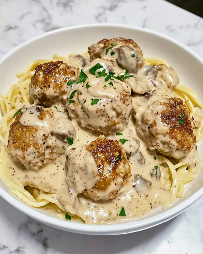 Creamy Mushroom Chicken Meatballs