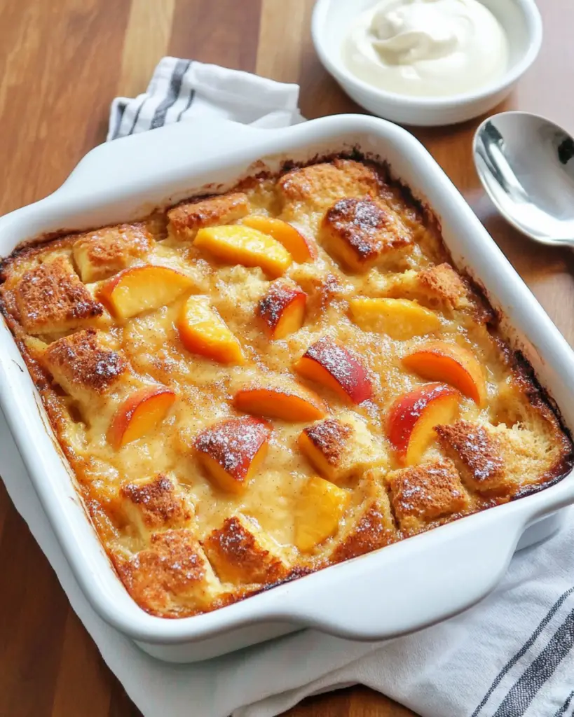 Easy Peach Bread Pudding