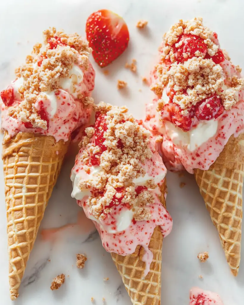 Strawberry Crunch Cheesecake Cones