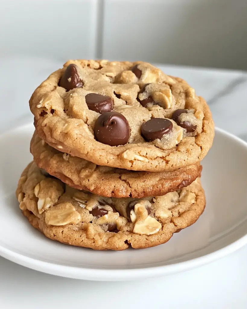 5-Ingredient Peanut Butter Oatmeal Chocolate Chip Cookies