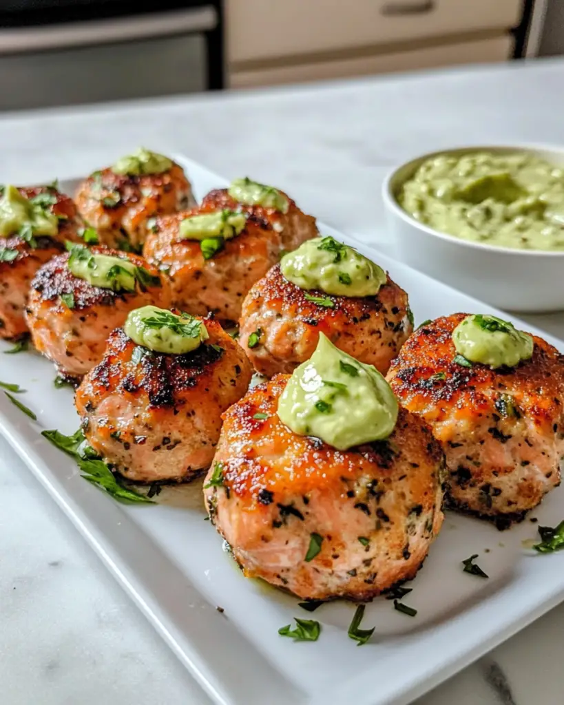 Baked Salmon Meatballs with Creamy Avocado Sauce