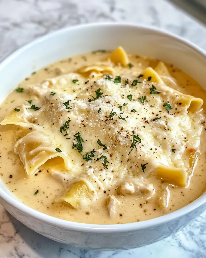 Creamy Alfredo Lasagna Soup