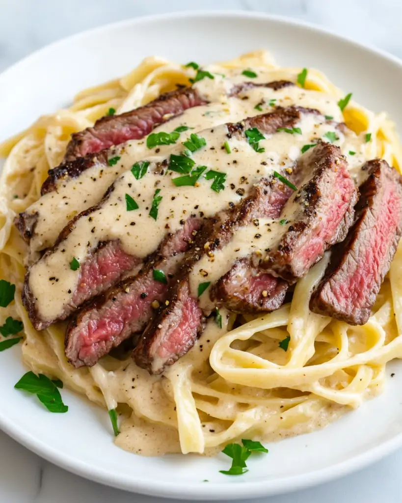 Creamy Garlic Steak Alfredo