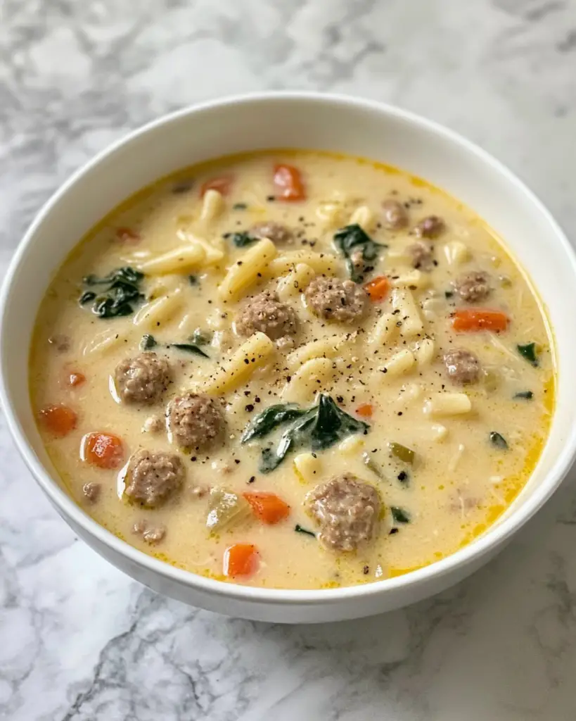 Creamy Parmesan Turkey Sausage Soup