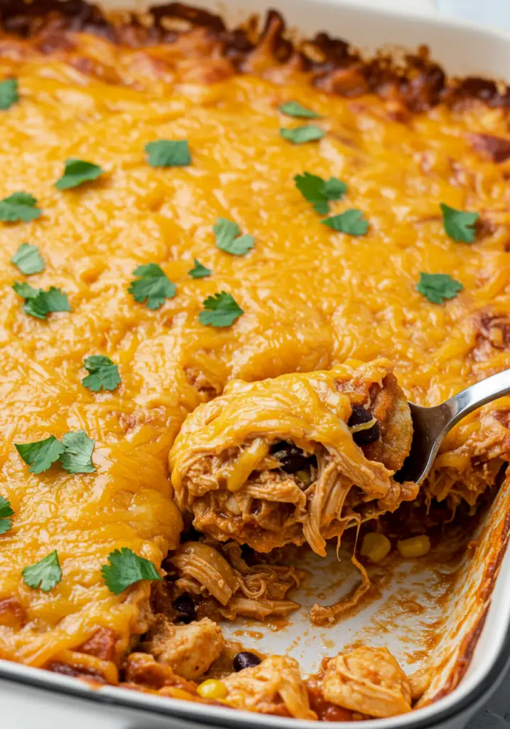 Cheesy Chicken Enchilada Casserole