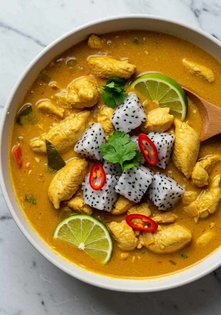Dragon Fruit and Coconut Chicken Curry