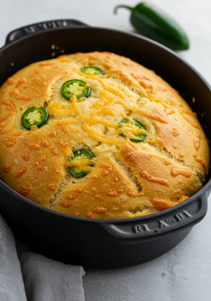 Homemade Jalapeño Cheddar Dutch Oven Bread