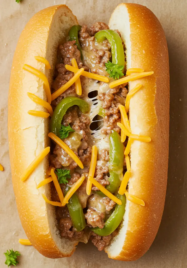 Cheesy Hot Beef Sandwich