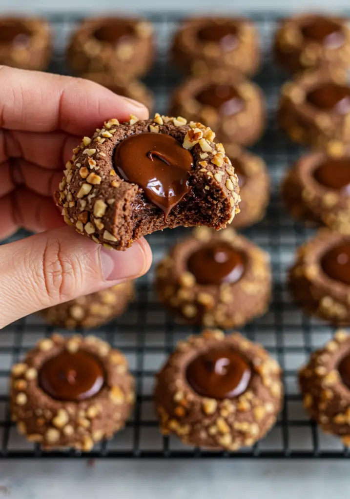 Chocolate Hazelnut Thumbprint Cookies