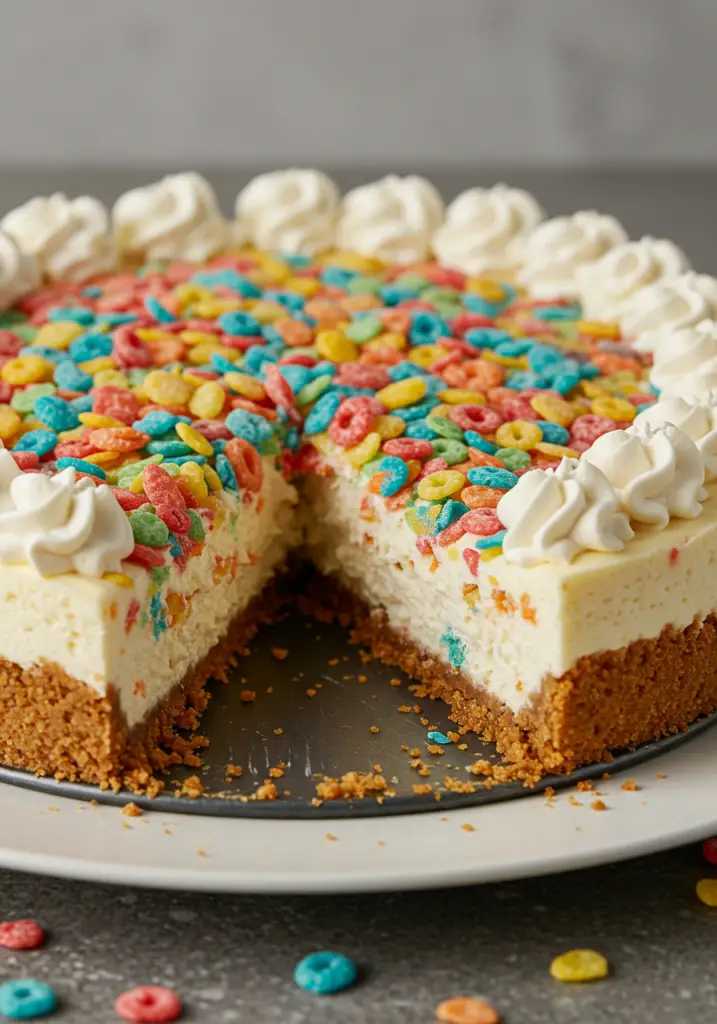 No-Bake Fruity Pebbles Cheesecake