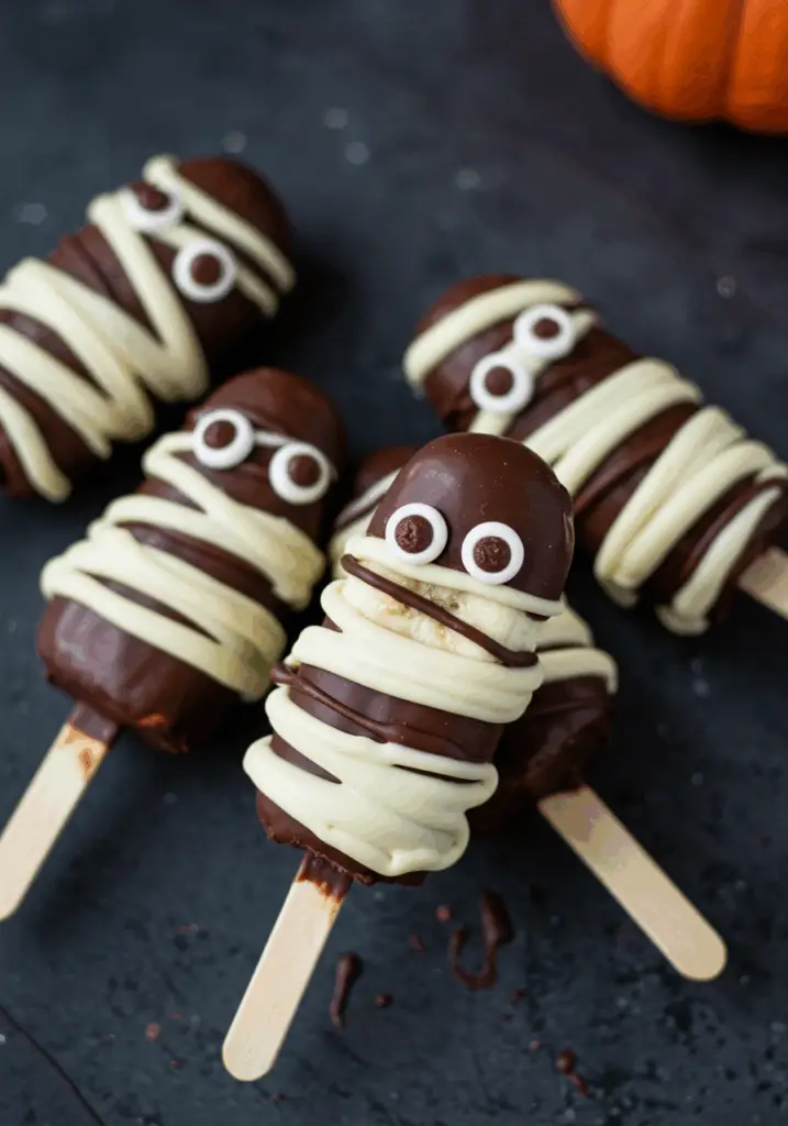 Chocolate covered banana mummies