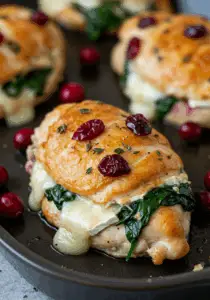 Cranberry & Spinach Stuffed Chicken Breasts with Brie