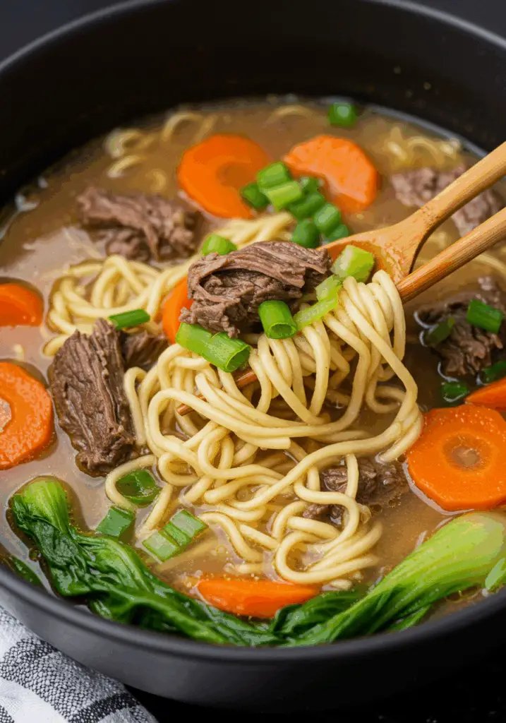 Slow Cooker Beef Ramen Noodles