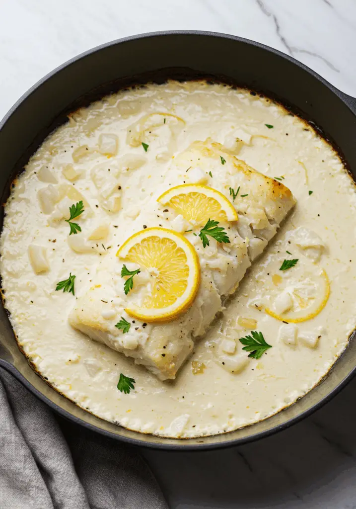 Baked Cod in Coconut Lemon Cream Sauce