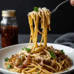 Caramelized Onion Pasta with Chilli Oil