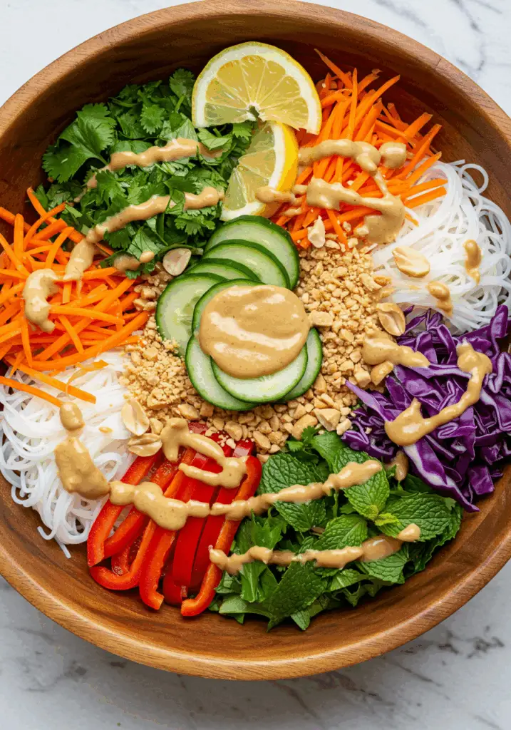 Spring Roll Salad with Peanut Dressing