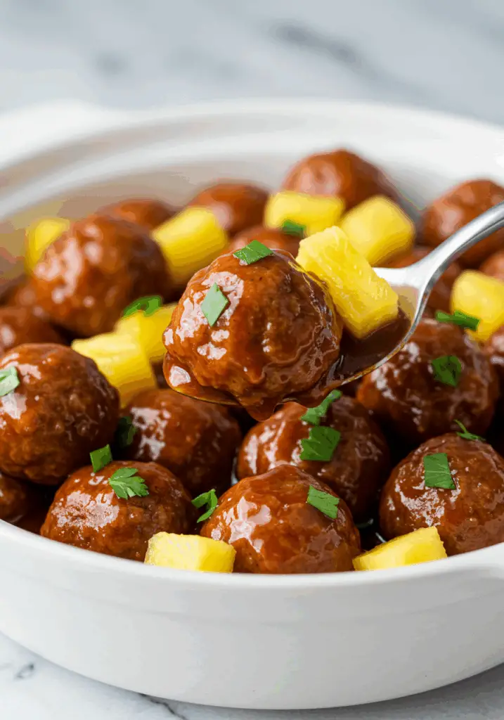 Slow Cooker Pineapple Barbecue Meatballs