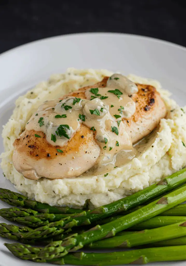 Creamy Garlic Chicken with Herb Mashed Potatoes