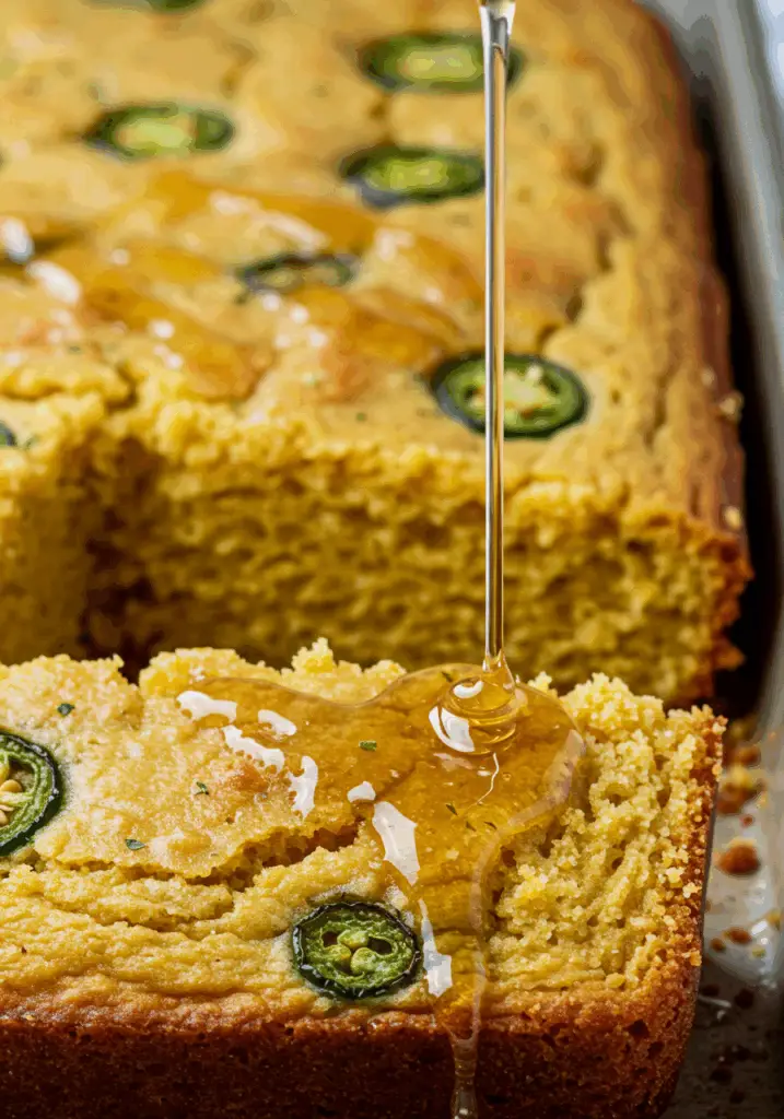 Spicy Jalapeño Cornbread with Sweet Lime Honey Glaze