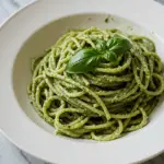 Vegan wild garlic pesto pasta