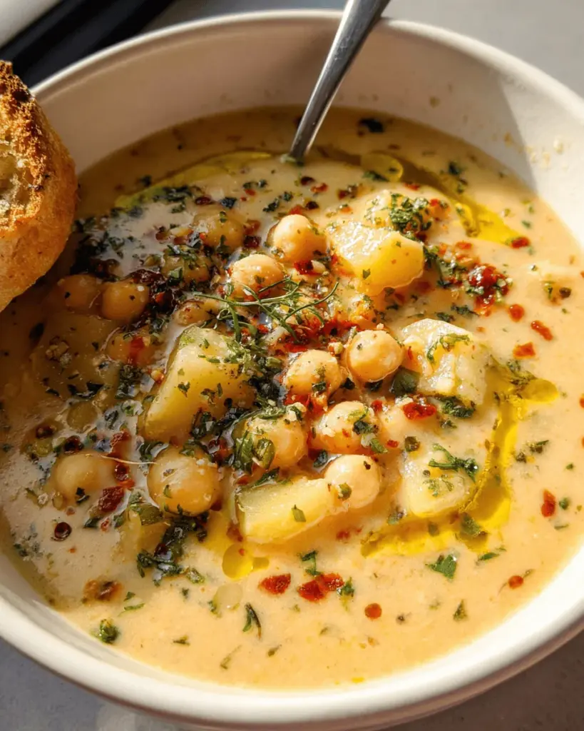 Vegan Garlic Chickpea Soup