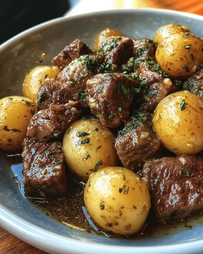 Garlic Butter Beef Bites with Potatoes