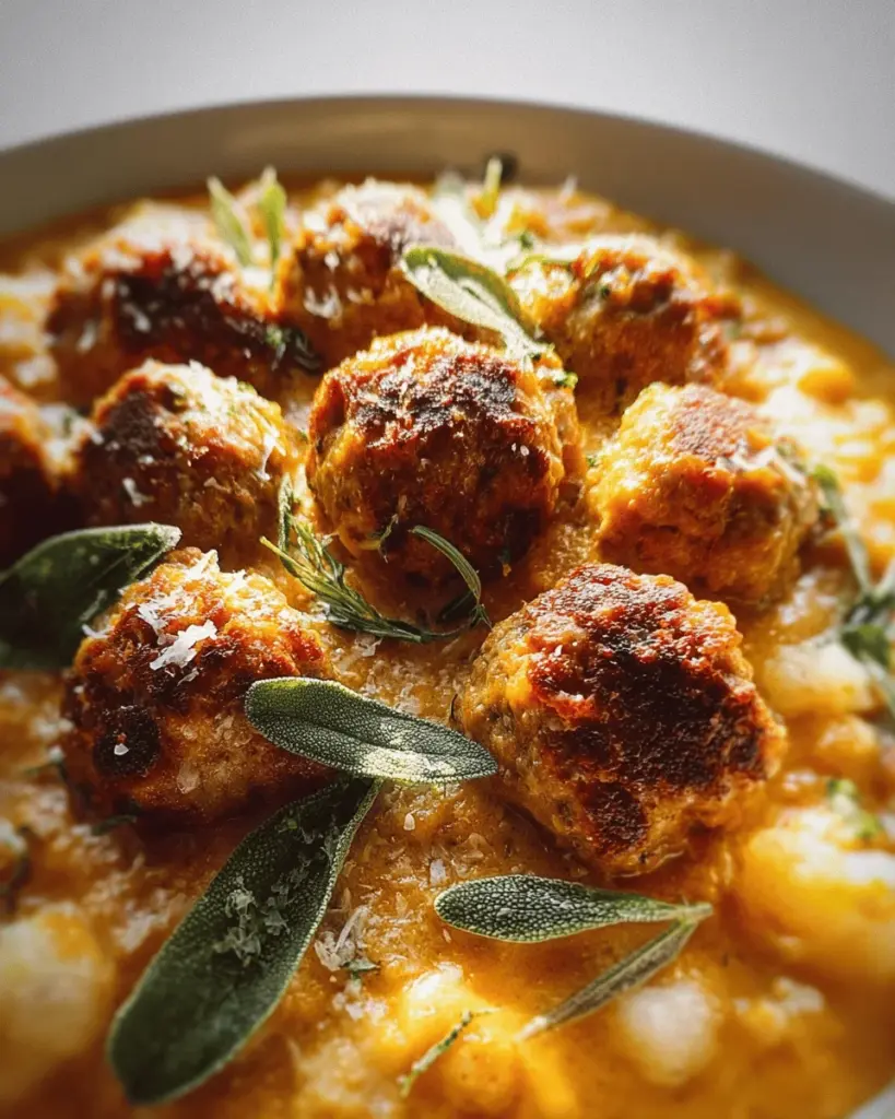 Turkey Meatballs in Pumpkin Sage Sauce