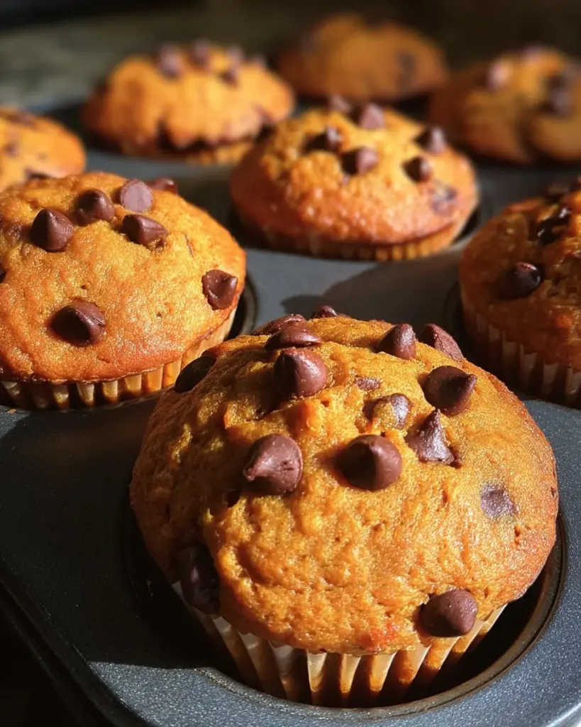3 Ingredient Chocolate Chip Pumpkin Muffins