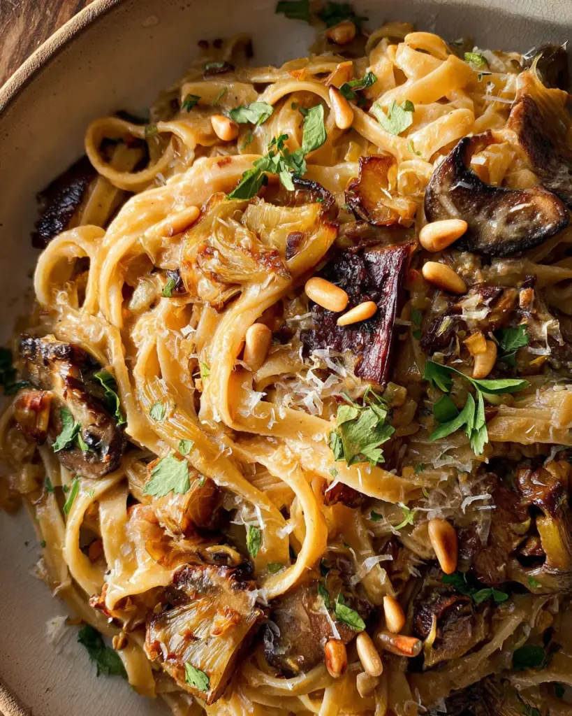 Caramelized Leek and Mushroom Gruyere Pasta