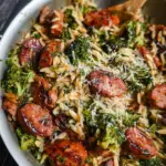 Chicken Sausage, Broccoli, Orzo Skillet