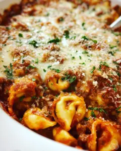 Easy Beefy and Cheesy Baked Tortellini