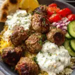 Gyro Bowls (Meatballs with Tzatziki, Lemon Rice, and Cucumber Salad)