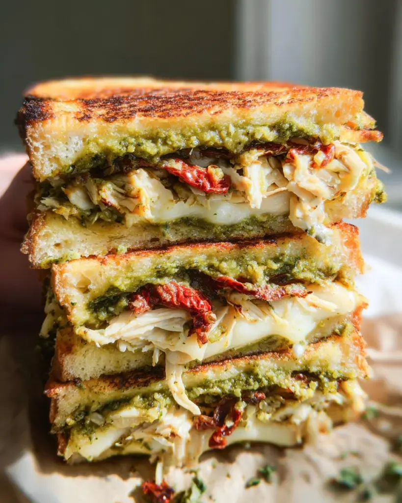 MEGA Chicken Pesto Grilled Cheese Sandwich