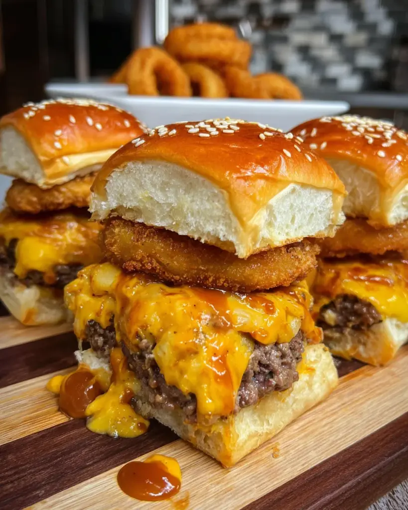 Onion Ring Cheeseburger Sliders