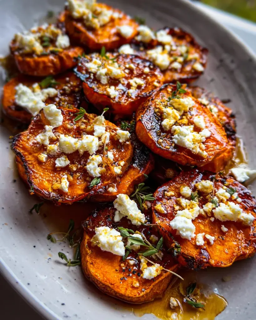 Roasted Sweet Potato Rounds with Honey & Feta