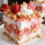 Strawberry Crunch Poke Cake