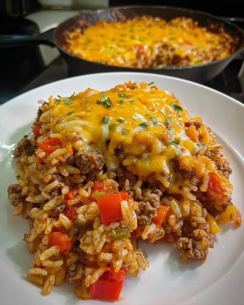 Cheesy Beef Enchilada Rice