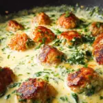 Chicken Ricotta Meatballs with Spinach Alfredo Sauce