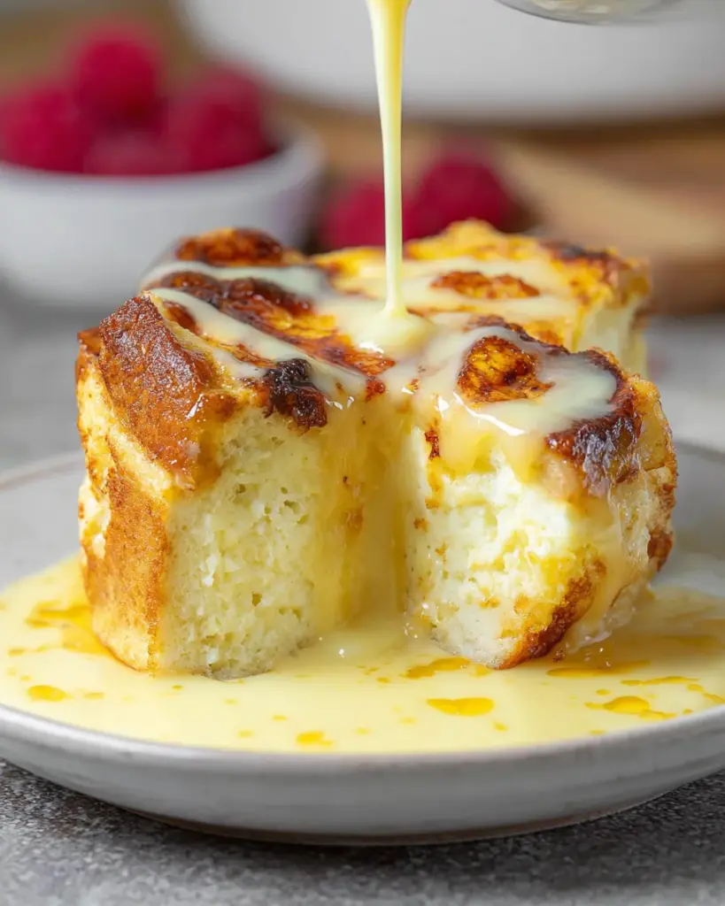 Custard Bread Pudding with Vanilla Sauce