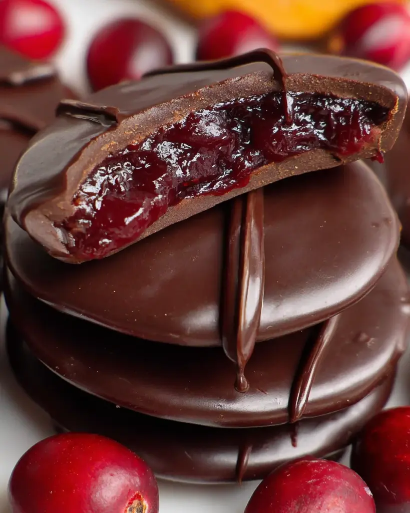 Dark Chocolate Covered Cranberry Sauce Bites