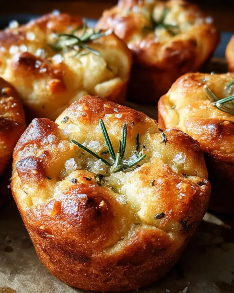 Easy Garlic Rosemary Focaccia Muffins
