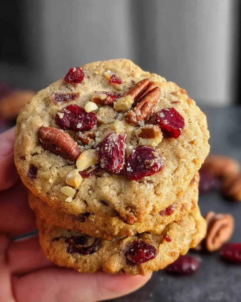 Eggless Praline Pecan Cranberry Cookies