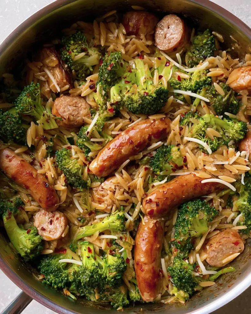 One-Pot Chicken Sausage Orzo With Broccoli