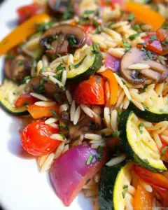 Orzo with Roasted Vegetables (Easy!)