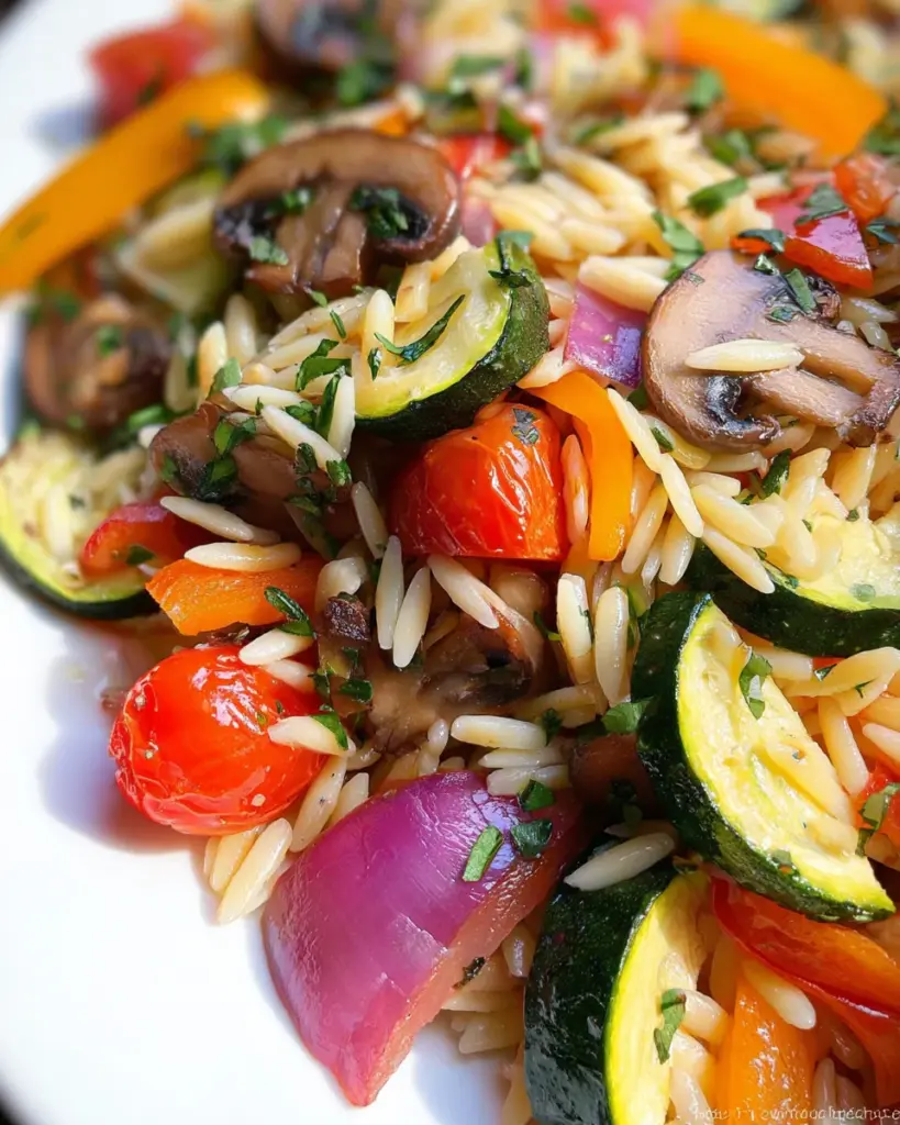 Orzo with Roasted Vegetables (Easy!)