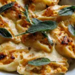 Pumpkin & Gouda Stuffed Shells With Brown Butter & Sage Alfredo Sauce