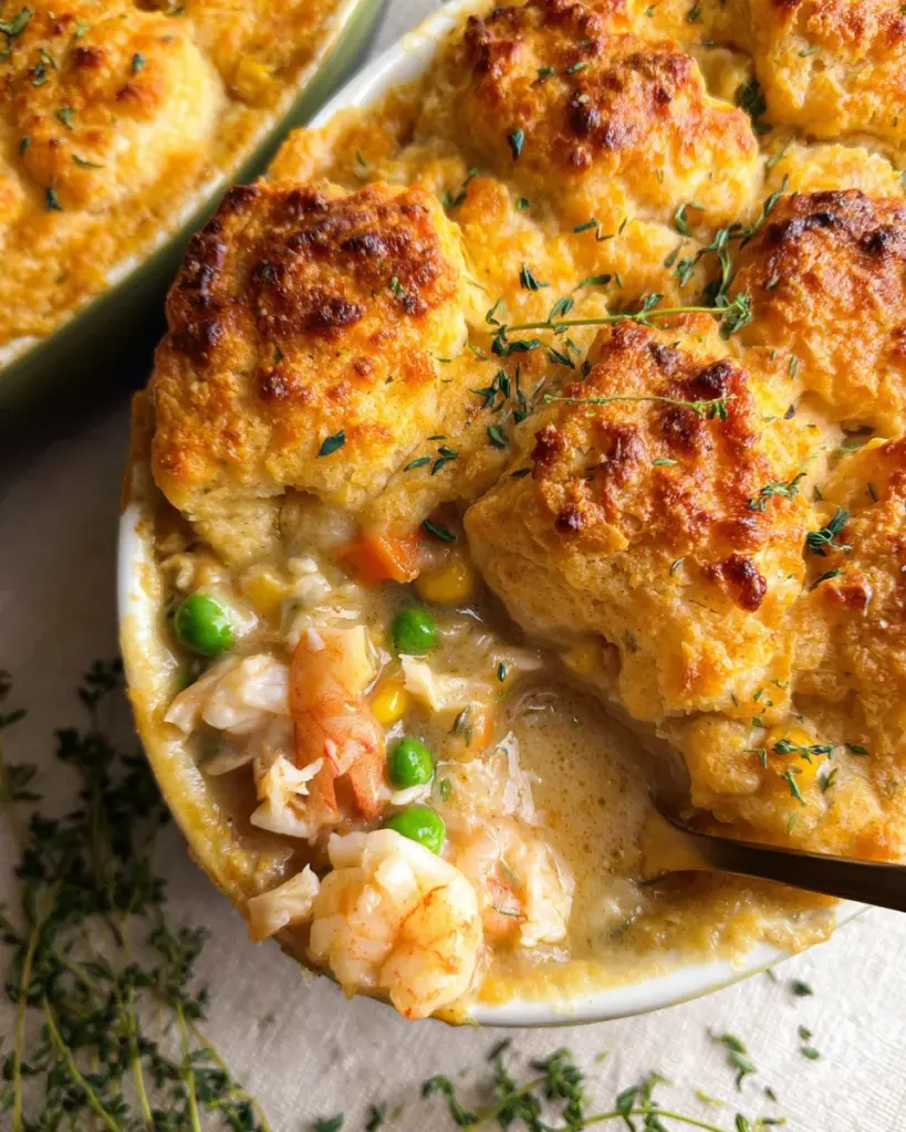 Seafood Pot Pie (with Cheddar Bay Crust)