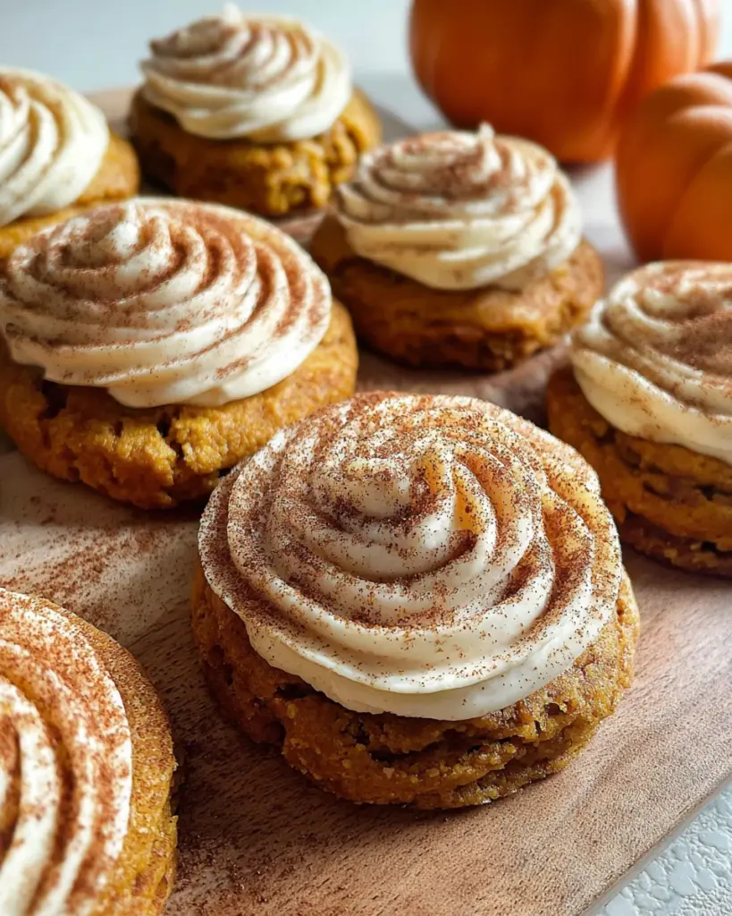Soft Pumpkin Cookies with Cinnamon Frosting