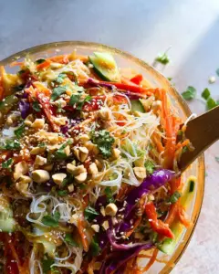 Spring Roll Salad with Spicy Ginger Dressing